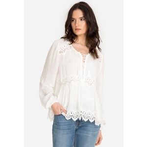 Johnny Was Jade Mikala Tiered Top Ivory Lace